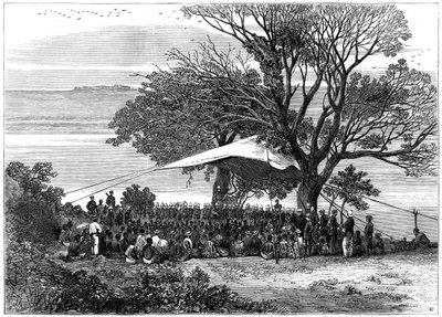 Leyendo el ultimátum en las orillas del Tugela, la guerra zulú en el sur, 1879 de Unbekannt