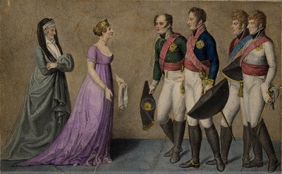 Recepción del Emperador Alejandro en Memel por sus majestades Federico Guillermo y Luisa de Prusia de Unbekannt