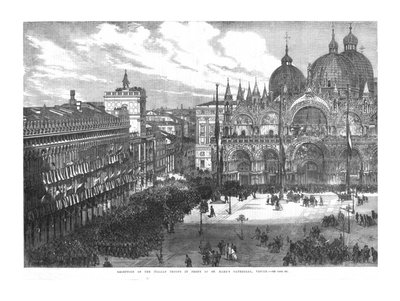 Recepción de las tropas italianas frente a la Catedral de San Marcos, Venecia de Unbekannt