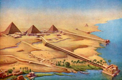 Reconstrucción de las tres pirámides de Abusir con sus templos y accesos, 1933-1934 de Unbekannt