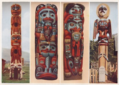 Sagas indias rojas contadas en madera tallada y pintada, c. 1935 de Unbekannt