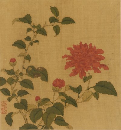 Peonía roja, dinastía Qing, siglo XVIII de Unbekannt
