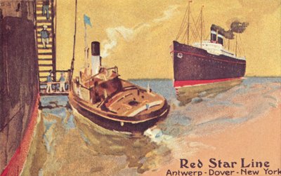 Barco de pasajeros de la Red Star Line y lancha, c1900 de Unbekannt