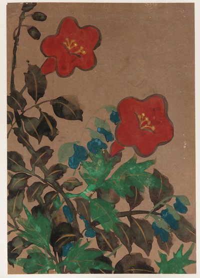 Flores y Follaje Rojos y Azules de Unbekannt