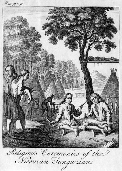 Ceremonias Religiosas de los Tungusianos Nisovianos, c. 1748 de Unbekannt