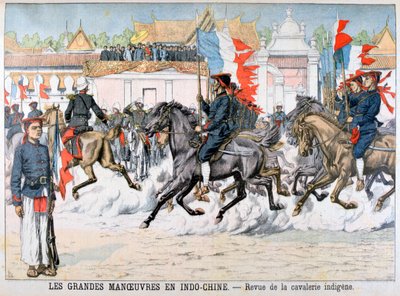Revisión de la caballería indígena, Indochina francesa, 1903 de Unbekannt