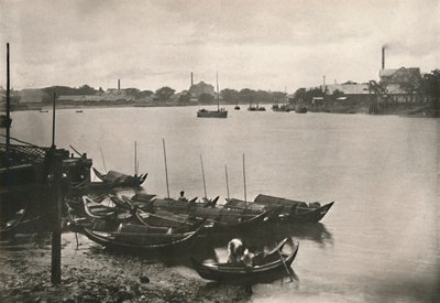Molinos de arroz en el arroyo Poozoondoung, Rangún, 1900 de Unbekannt
