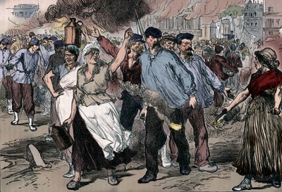 Amotinados y petroleuses incendiando edificios públicos en París durante la Comuna de París, 1871, 1906 de Unbekannt