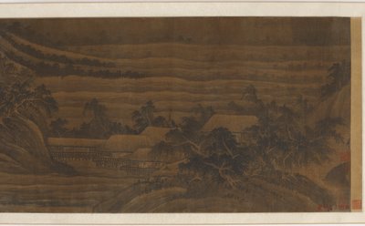 Valle del río con casas y templos, dinastía Ming, siglos XV-XVI de Unbekannt