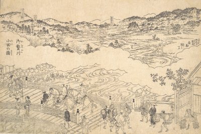 Río de Omue y puente de Oda, 1700 de Unbekannt