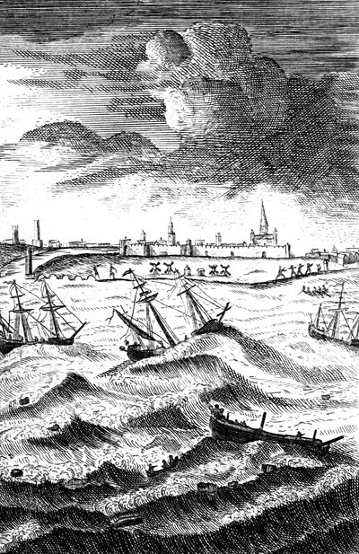 Robinson Crusoe naufragado en Yarmouth, c1719 de Unbekannt