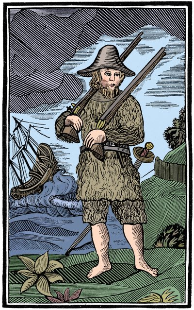 Robinson Crusoe, recorte de folletín, siglo XVIII, 1964 de Unbekannt