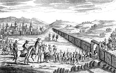 Robinson Crusoe con la Caravana Moscovita, c1719 de Unbekannt