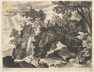 Paisaje Rocoso con la Estigmatización de San Francisco (copia inversa) de Unbekannt