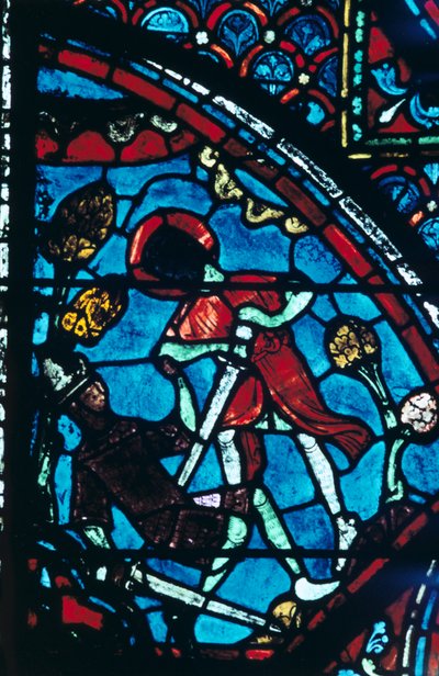 Roland perfora al gigante Ferragut en el ombligo, vidrieras, Catedral de Chartres de Unbekannt