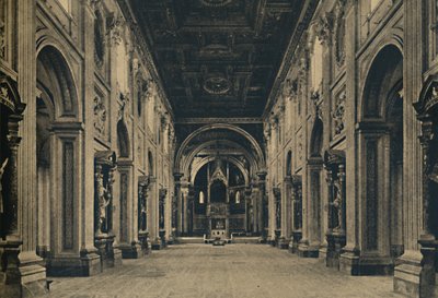 Roma - Nave principal de la Basílica de San Juan de Letrán Borromini, arq. 1650, 1910 de Unbekannt