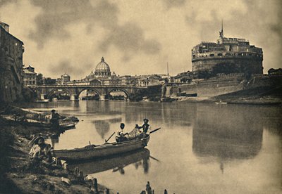 Roma - El Tíber - Castillo y Puente de S. Angelo. Cúpula de San Pedro, 1910 de Unbekannt