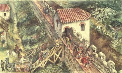Bastión romano en la muralla de la ciudad, Londres, siglo IV de Unbekannt