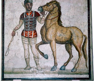 Mosaico romano de un auriga con caballo de Unbekannt