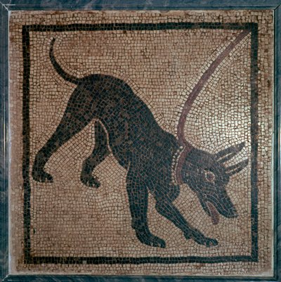 Mosaico romano de un perro, siglo I de Unbekannt