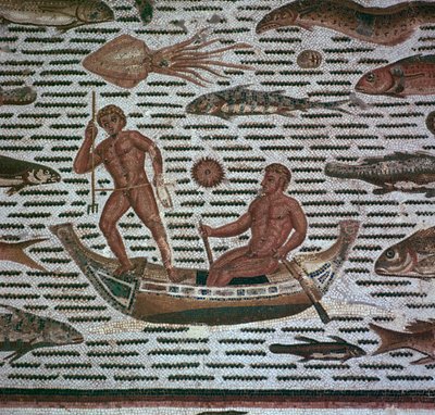Mosaico romano de hombres pescando, siglo II de Unbekannt