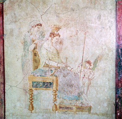 Pintura mural romana de Afrodita, Eros y una de las Gracias, siglo I de Unbekannt