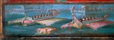 Pintura mural romana de barcos transportando soldados de Unbekannt