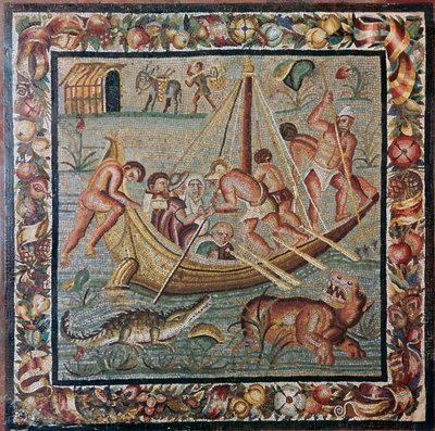 Mosaico mural romano de un ferry, siglo I de Unbekannt
