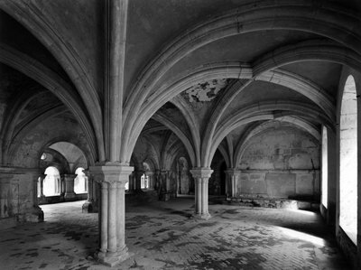Arquitectura románica: vista de la sala capitular de la abadía cisterciense de Fontenay fundada en 1118 (Cote d