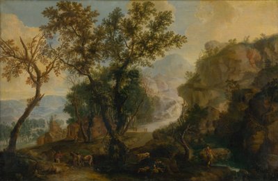 Paisaje romántico con figuras de Unbekannt