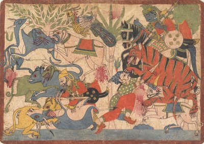 Caza Real, folio del Mahabharata, 1800-1850 de Unbekannt