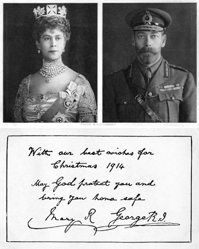 Tarjeta de felicitación navideña real para las tropas británicas, 1914 de Unbekannt