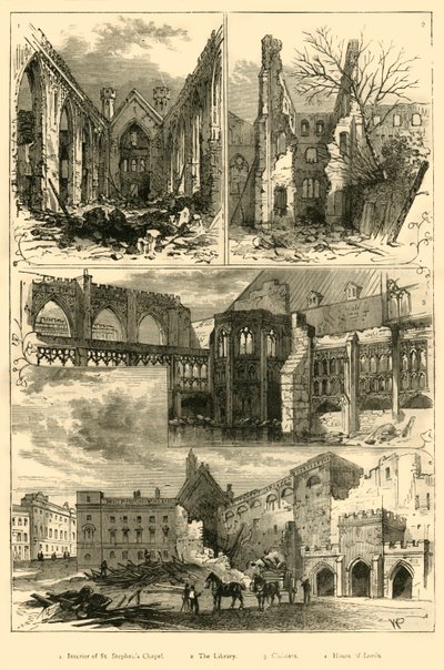 Ruinas de las Casas del Parlamento, 1881 de Unbekannt