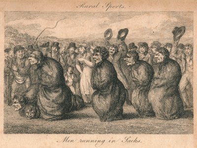 Deportes rurales - Hombres corriendo en sacos, finales del siglo XVIII-principios del siglo XIX de Unbekannt