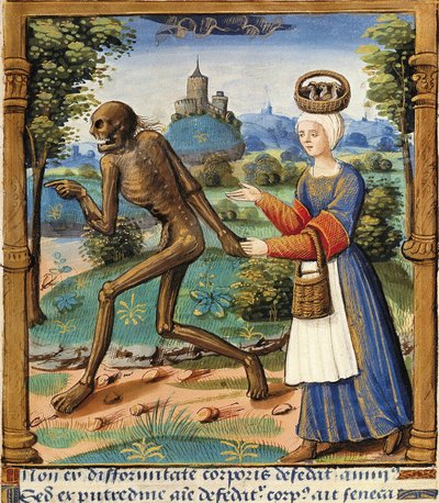 Vida y muerte rural. Miniatura de un manuscrito del siglo XV de Unbekannt