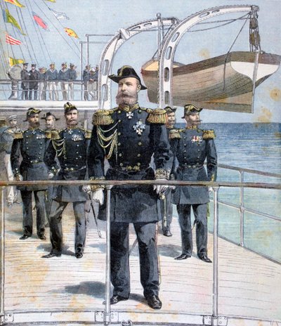 Almirante ruso Avellan a bordo del crucero Emperador Nicolás I, 1893 de Unbekannt