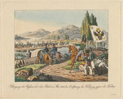 El ejército ruso cruza el río Prut hacia Moldavia el 1828 de mayo, 1829 de Unbekannt
