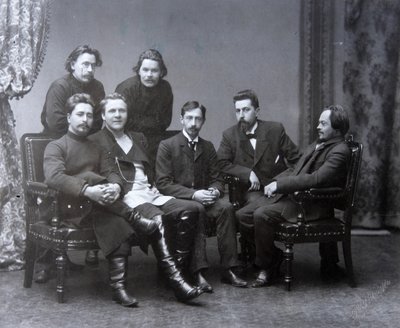 El autor ruso Maxim Gorky en el grupo literario Sreda Wednesday, 1902 de Unbekannt