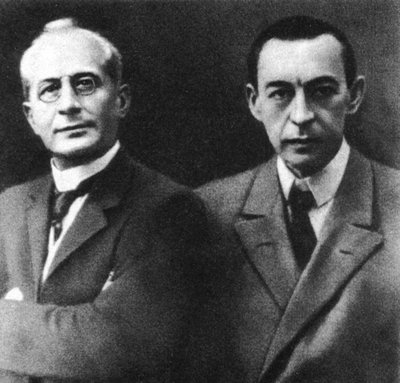 Director ruso Alexander Siloti y compositor Sergei Rachmaninov, principios del siglo XX de Unbekannt