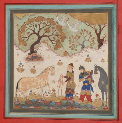 Rustam captura a Rakhsh, folio de un Shahnama, Libro de los Reyes, mediados del siglo XV de Unbekannt