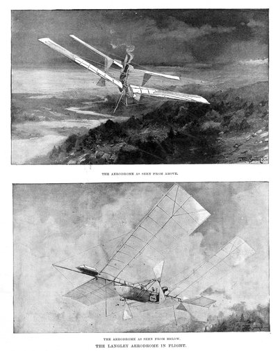 Modelo de avión a vapor de SP Langley Aerodrome visto desde arriba y abajo, 1902 de Unbekannt