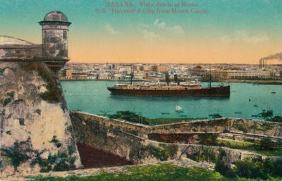 SS Havana y la ciudad desde el Castillo del Morro, La Habana, Cuba, c. 1910 de Unbekannt