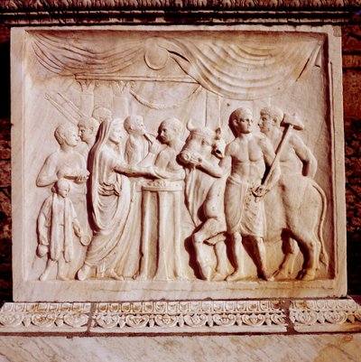 Sacrificio de un buey, Templo de Vespasiano, Pompeya, Italia, siglo I de Unbekannt