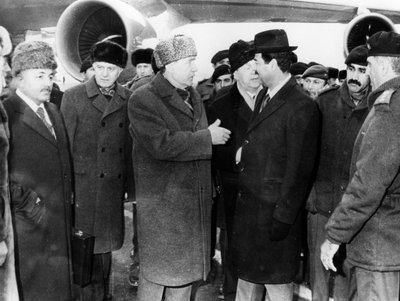 Saddam Hussein y Andrei Gromyko, Moscú, Rusia, 1986 de Unbekannt