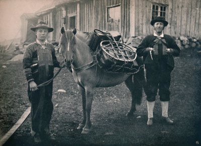 Montañeses de Saetersdalen con Caballo de Carga, 1914 de Unbekannt