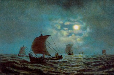 Barcos de vela de noche, siglo XX de Unbekannt