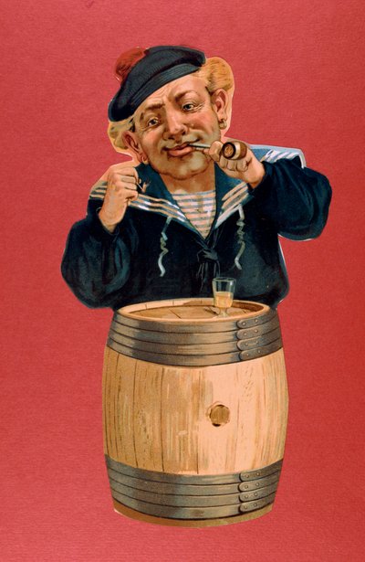 Marinero fumando una pipa y bebiendo ron, 1900 de Unbekannt