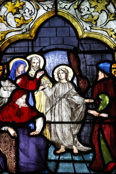Vidriera de la catedral de Saint-Corentin: Jesús y los doctores de la ley, Quimper, Francia de Unbekannt