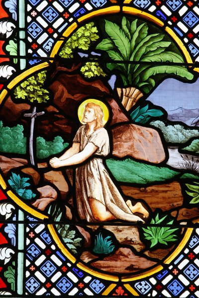 Catedral de Saint-Corentin, Quimper vidriera: Juan el Bautista en el desierto, Quimper, Francia de Unbekannt