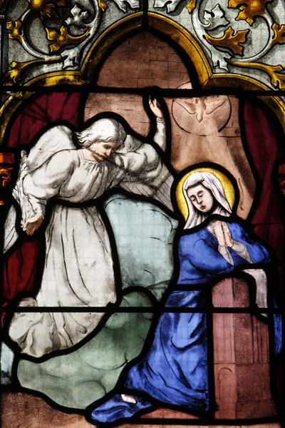 Catedral de Saint-Corentin, Quimper vidriera: la Anunciación, Quimper, Francia de Unbekannt